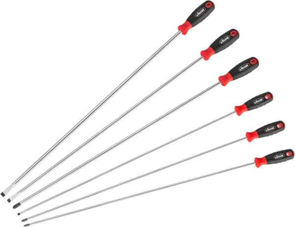 VIGOR-schroevendraaierset, extra lang, sleufprofiel, kruiskopprofiel PH, 600 mm, V4432/6