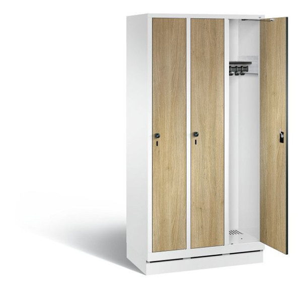 C+P Evolo kleerkast, H1800xB900xD500mm, kleur: verkeerswit / decor eiken Sereno, 48020-30 S10944
