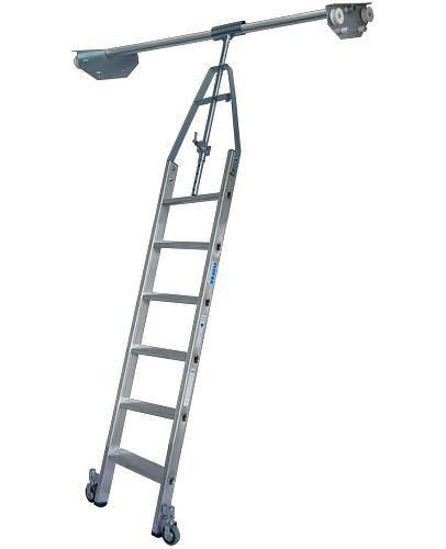 Krause trapladder, dubbele plank, aluminium, verrijdbaar, met railsysteem, 6 treden, 257509
