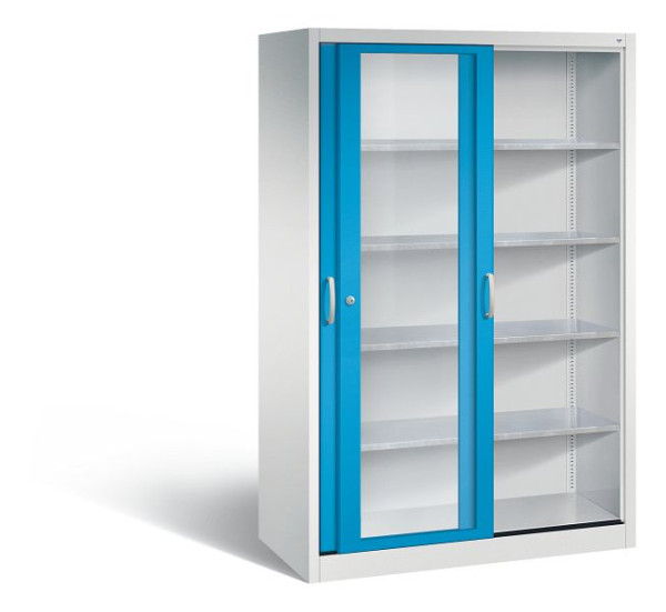 C+P schuifdeurkast Acurado, H1950xB1200xD600mm, kleur: lichtgrijs/lichtblauw, beugelgreep, 2069-055 S10024