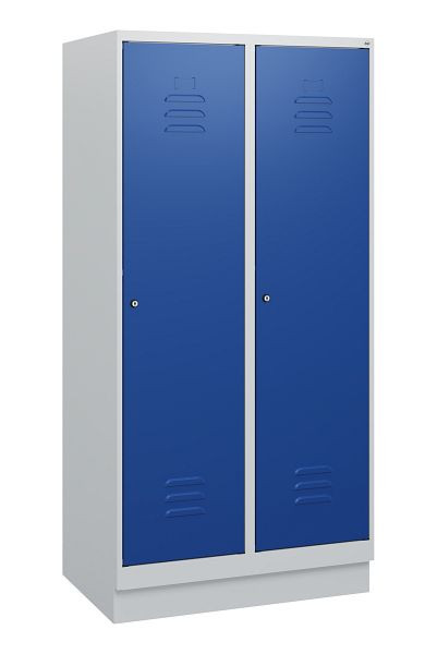 C+P luierkluis Classic PLUS, onderbouw, 2 vakken, 1630x800x500mm, 7035/5010, cilindersloten, 0800205-22 S10018