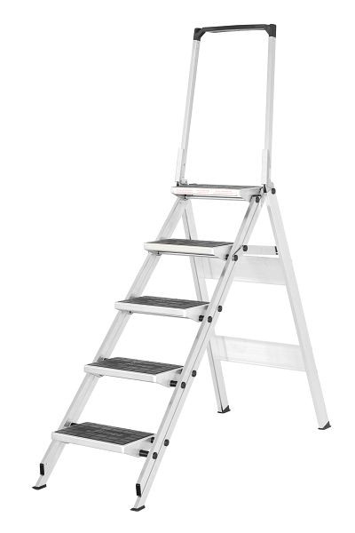 HYMER veiligheidstrap met console, 5 treden, stahoogte 1,15 m, 606105