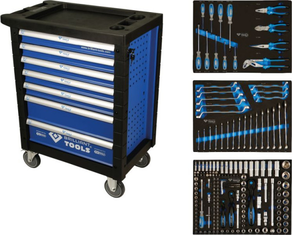 Brilliant Tools werkplaatswagen met 7 laden en 207 gereedschappen, BT153207