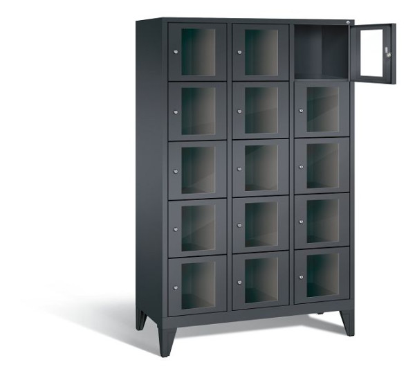 C+P lockerkast Classic, H1850xB1200xD500mm, kleur: zwart-grijs, 8010A325 S10014