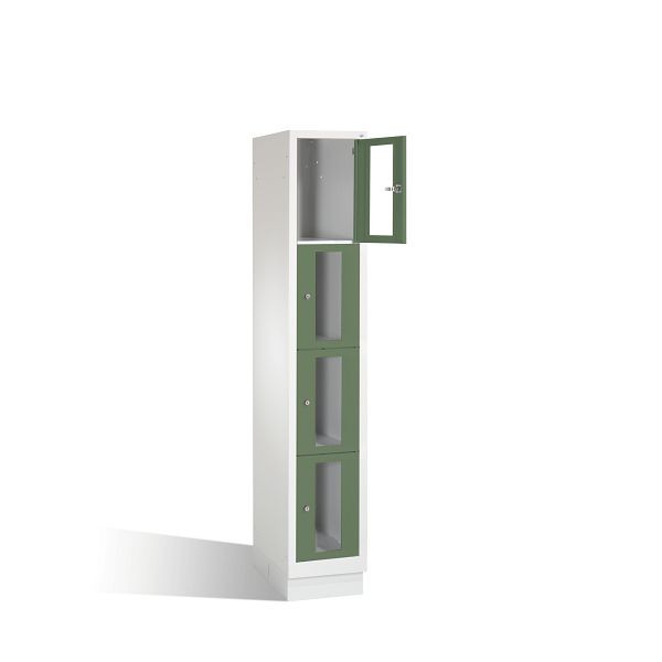 C+P lockerkast Classic, H1800xB320xD500mm, kleur: lichtgrijs / reseda groen, 8020A104 S10004