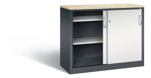 C+P dressoir met schuifdeuren Acurado, H1000xB1200xD500mm, kleur: zwartgrijs/lichtgrijs, beugelgreep, 2056-00 S10137