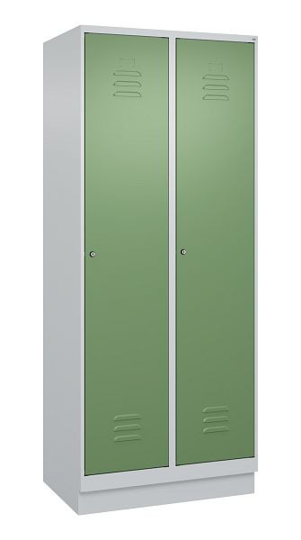 C+P luierkluis Classic PLUS met middenwand, bodem, 2 vakken, 1950x800x500mm, 7035/6011, cilindersloten, 080020-22F S10021