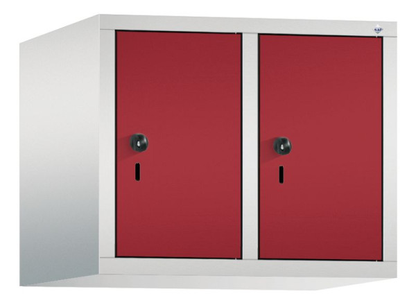 C+P Aufsatz-Garderobenschrank Evolo, 2 Abteile, H500xB610xT500 mm, Lichtgrau/Rubinrot, 48090-20 S10010