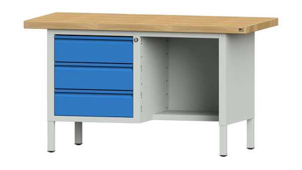ANKE werkbanken kistwerkbank, model 303 E, 1500 x 700 x 850 mm, RAL 7035/5012, BMP 50 mm, 510.301