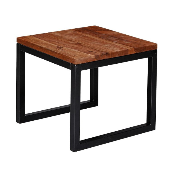 Wohnling bijzettafel 45 x 40 x 45 cm Sheesham massief hout / metaal, WL6.150
