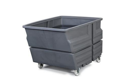 DENIOS systeemcontainer van polyethyleen (PE), met wielen, grijs