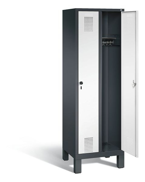 C+P garderobekast Evolo, H1850xB610xD500mm, kleur: zwartgrijs / verkeerswit, 48010-20 S10390