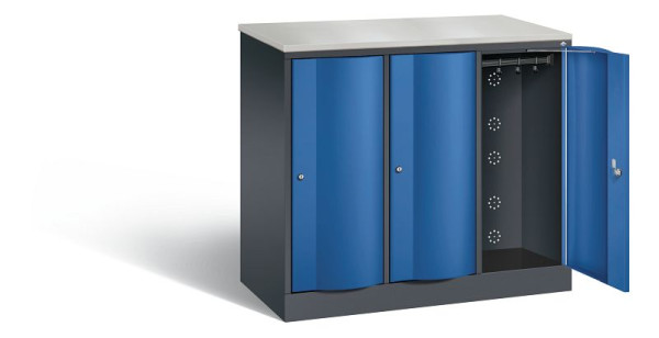 C+P garderobekast Resisto, H1077xB1148xD540mm, kleur: zwartgrijs / gentiaanblauw, 8271-372 S10061