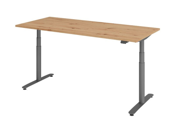 Hammerbacher elektrisch zit-sta bureau 180x80cm knoestig eiken/grafiet, VXDLR19/R/G