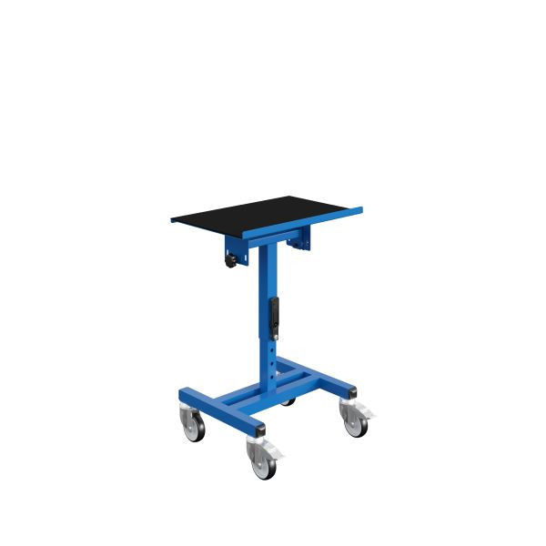 SOFAME SRI verrijdbare materiaalstandaard voor Euronorm containers, in hoogte verstelbaar B610 x D 410 x H 630-860 mm, hemelsblauw RAL 5015, W020020011BI