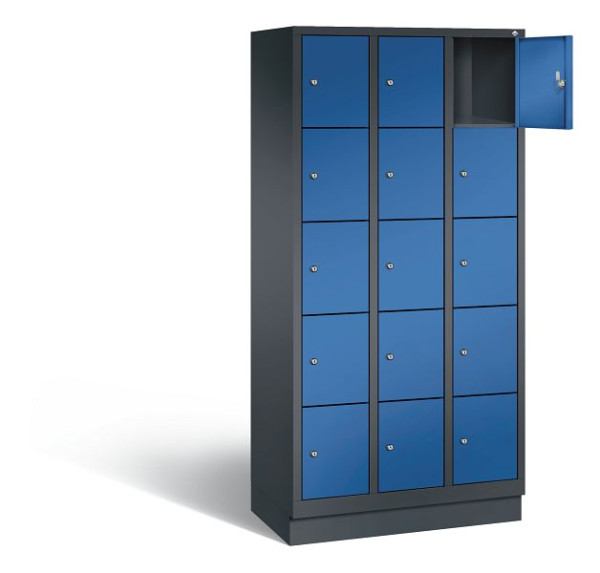 C+P lockerkast Evolo, H1800xB900xD500mm, kleur: zwartgrijs / gentiaanblauw, 48020-305 S10013