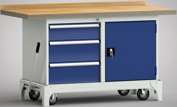 KLW mobiele standaard werkbank - 1500 x 700 x 866 mm L x B x H, WS782N-1500M40-E7056