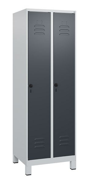 C+P luierkluis Classic PLUS met middenwand, voeten, 2 vakken, 1800x600x500mm, 7035/7016, veiligheidsdraaigrendel, 0800107-20F S10008