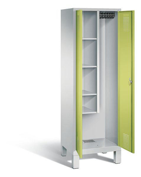 C+P reinigingsmiddelenkast Evolo, H1850xB610xD500mm, kleur: lichtgrijs / virid groen, 48110-00 S10073