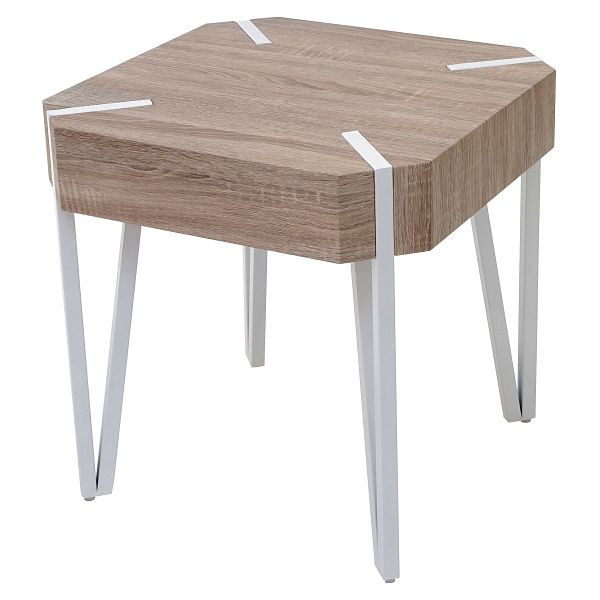 Mendler salontafel Kos T574, bijzettafel, 52x50x50cm, eiken, lichtmetalen poten, 45945