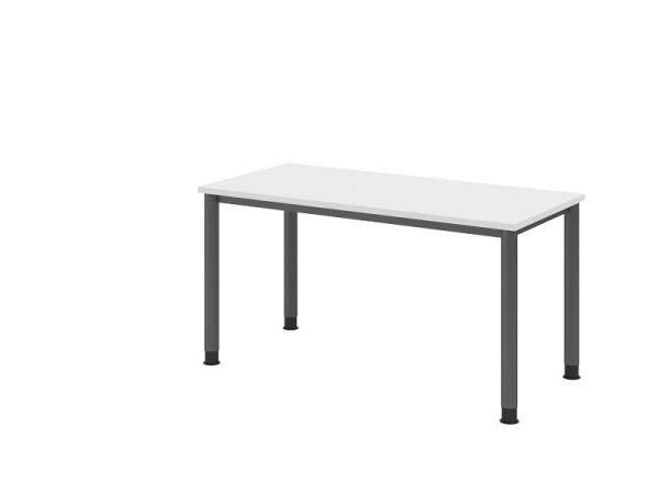 Hammerbacher bureau HS614, 140 x 67 cm, blad: wit, 25 mm dik, 4-poots frame in grafiet, werkhoogte 68,5-81cm, VHS614/W/G