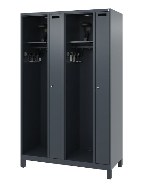 C+P brandweerkast Evolo, model KOMBI, 4 compartimenten, H1850B1200T500 mm, antraciet, voeten, 0494015-24 S10007