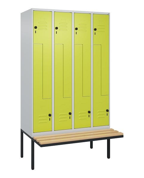 C+P Z-Spind Classic PLUS, bank, 8 vakken, 2120x1200x815mm, 7035/0024, veiligheidsdraaigrendel, beuken zitlat, 0800437-408 S10010