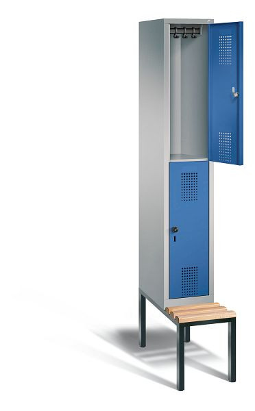 C+P locker dubbeldekker Evolo, H2090xB320xD815mm, kleur: wit aluminium / gentiaanblauw, 48350-10 S10085