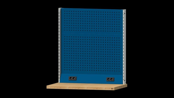 ANKE werkbanken basisstructuur systeemopbouw, 1120 x 107 x 1200 mm, RAL 7035/5010, dubbele sokkel, 340.354