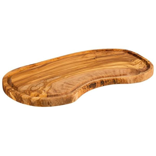 APS serveerplank -OLIVE-, 39,5 x 21 cm, hoogte: 2,5 cm, olijfhout, met sapgleuf, uniek in formaat, vorm, kleur en nerf, 01022