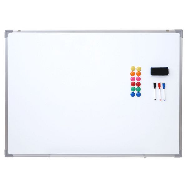 Mendler whiteboard HWC-C84, magneetbord, memobord, prikbord, inclusief toebehoren, 110x80cm, 61834