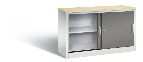C+P dressoir met schuifdeuren Acurado, H720xB1200xD400mm, kleur: lichtgrijs / vulkaangrijs, beugelgreep, 2 niveaus, 5723-00 S10457