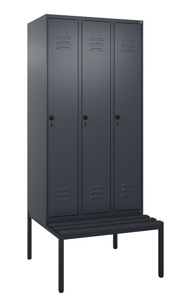 C+P luierkastje Classic PLUS met middenwand, bank, 3 vakken, 2120x900x815mm, 7016/7016, draaibare sluiting, 0800507-30F S10042