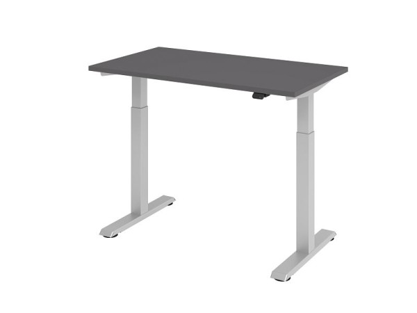 Hammerbacher bureau XMST612, 120 x 67 cm, blad: grafiet, 25 mm dik, 2 mm ABS rand, rechthoekige vorm, VXMST612/G/S