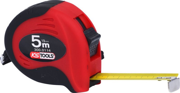 KS Tools rolmaat met slot, zwart-rood, 5m, 19mm, 300.0114