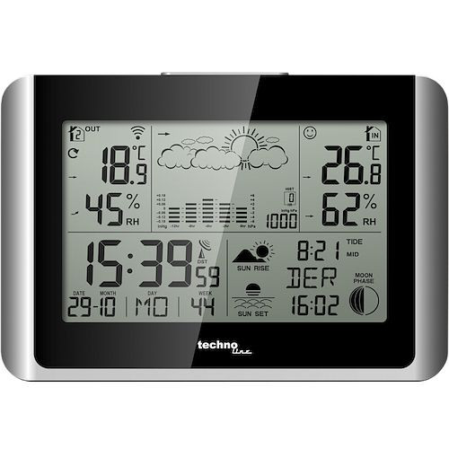Technoline weerstation, radioklok DCF-77 met handmatige instelmogelijkheid, afmetingen: 173 x 118 x 22 mm, WS 6767