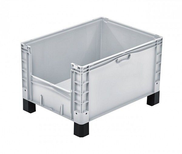 ALPHA Eurocontainer gesloten 800x600x420 mm met uitneemopening en voeten, 2605-GR