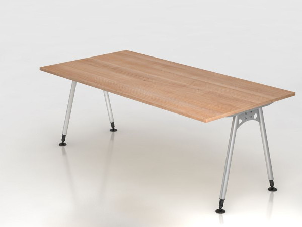 Hammerbacher bureau A-poot 200x100cm walnoot, rechthoekige vorm, VAS2E/N/S