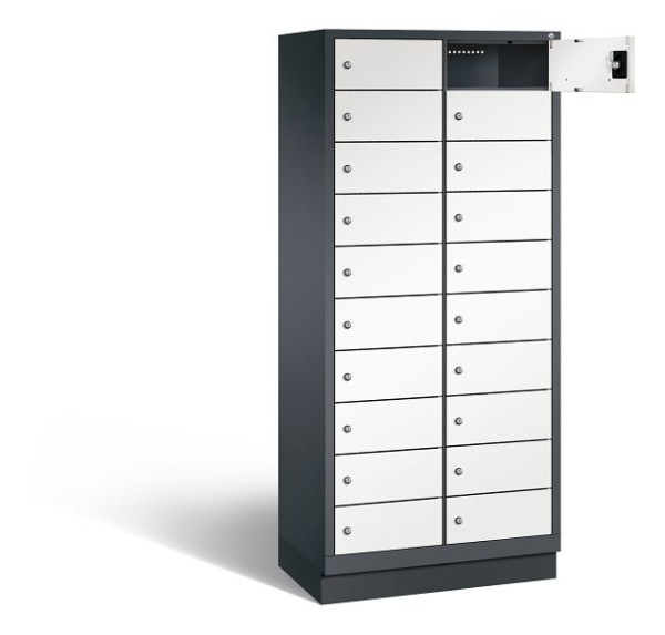 C+P lockerkast Evolo, H1800xW810xD500mm, kleur: zwartgrijs / verkeerswit, 48020-2210 S10168