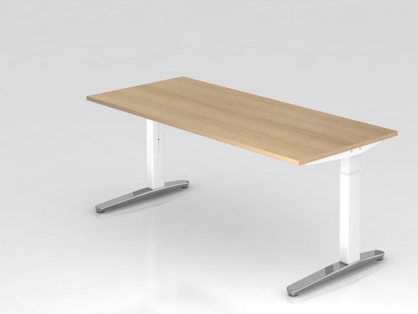 Hammerbacher bureau C-poot 180x80cm eiken/wit, gepolijst, rechthoekige vorm, VXB19/E/WC