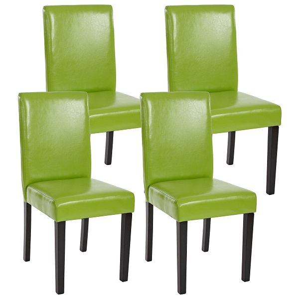 Mendler set van 4 eetkamerstoelen stoel keukenstoel Littau, kunstleer, groen, donkere poten, 33707