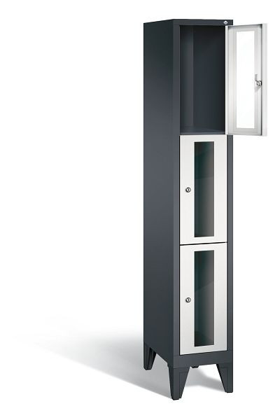 C+P lockerkast Classic, H1850xB320xD500mm, kleur: zwartgrijs/lichtgrijs, 8010A103 S10013