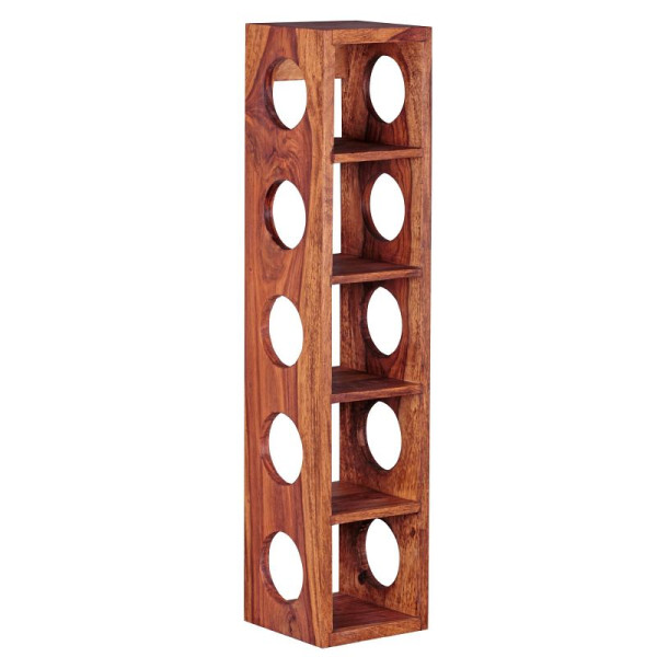 Wohnling wijnrek MUMBAI massief sheeshamhout, wandmontage voor 5 flessen, modern met plank 70 cm, WL1.767