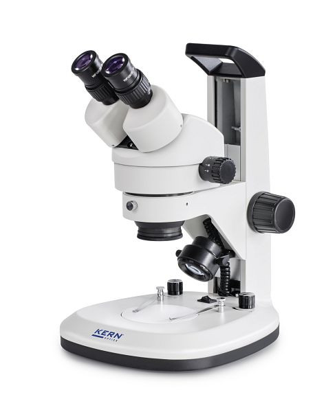 KERN Optics stereozoommicroscoop, met handvat, Greenough 0,7 x - 4,5 x, verrekijker, oculair HWF 10x / Ø 20 mm hoog oogpunt, ingebouwde voeding, OZL 467