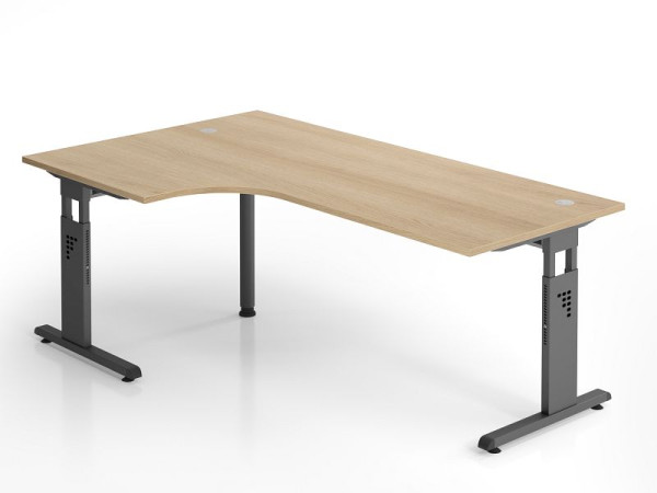 Hammerbacher hoekbureau OS82, 200 x 120 cm, blad: eiken, 25 mm dik, 2 mm ABS rand, hoekvorm 90°, links of rechts monteerbaar, VOS82/E/G