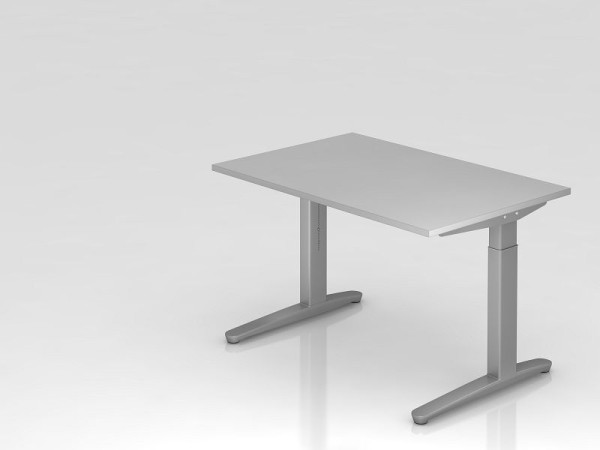 Hammerbacher bureau C-poot 120x80cm grijs/zilver, aluminium loper zilver (vergelijkbaar met RAL 9006), VXB12/5/SS
