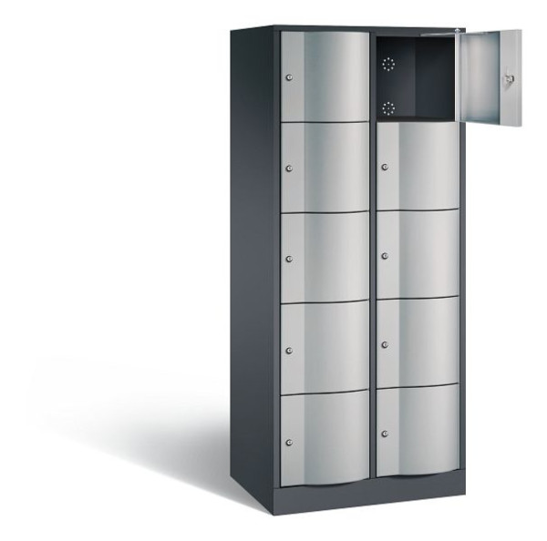 C+P lockerkast Resisto, H1950xW772xD540mm, kleur: zwart-grijs/wit aluminium, 8570-272 S10256