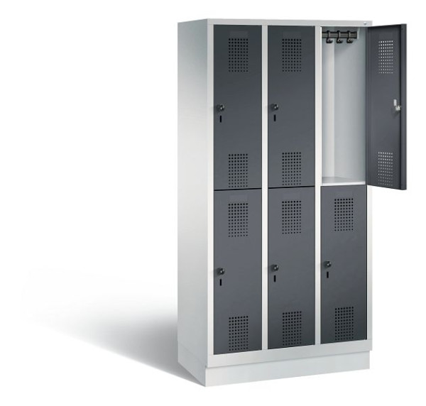 C+P locker dubbellaags Evolo, H1800xW900xD500mm, kleur: lichtgrijs/zwartgrijs, 48320-30 S10207