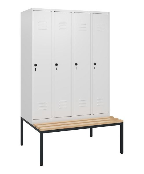 C+P luierkastje Classic PLUS, met onderbank, 4 vakken, 1950x1200x815mm, 9016/9016, draaibare sluiting, beuken zitlat, 0800505-40 S10014