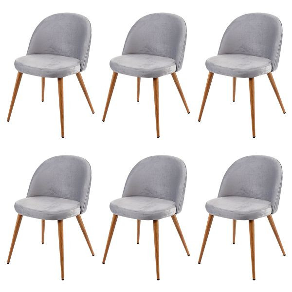 Mendler HWC-D53 set van 6 eetkamerstoelen, keukenstoelen, retro jaren 50 design fluweel, lichtgrijs, 3x63097